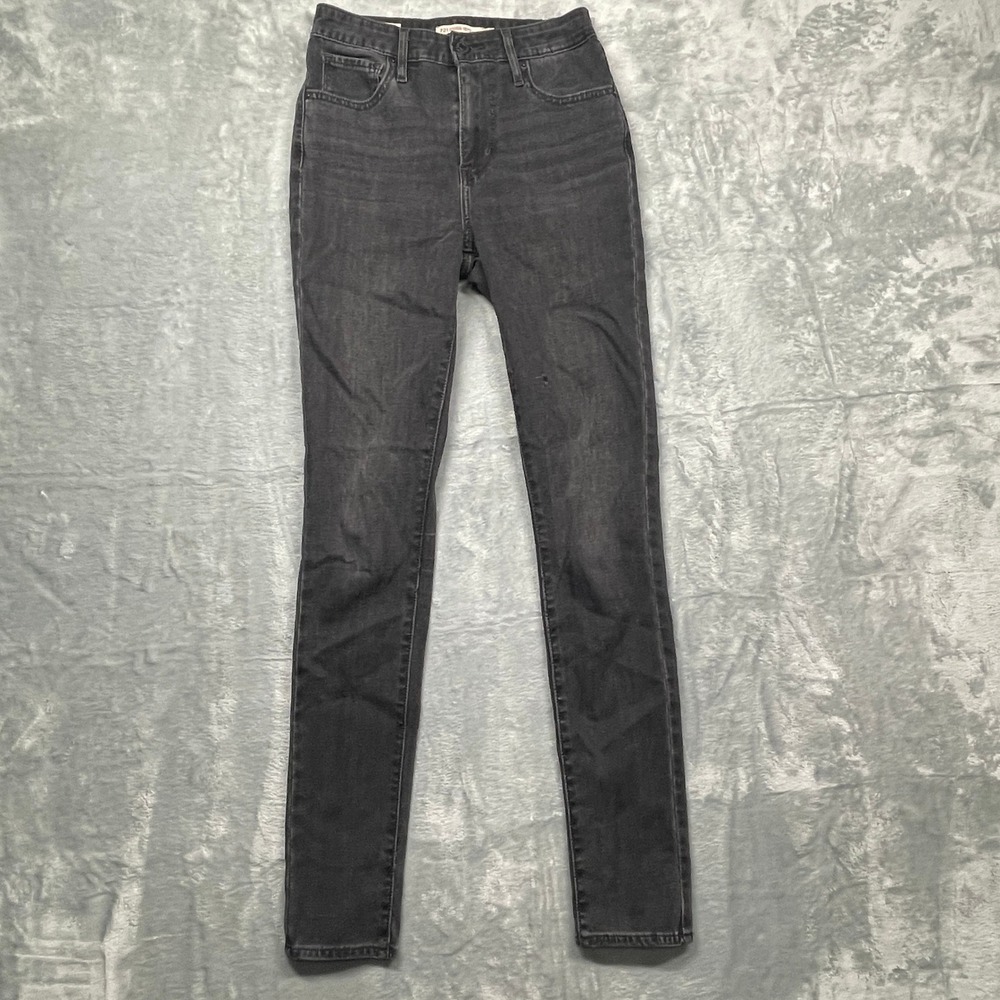 Levis 721‎ High Rise Skinny Jeans Womens 25 Black Washed Denim Stretch